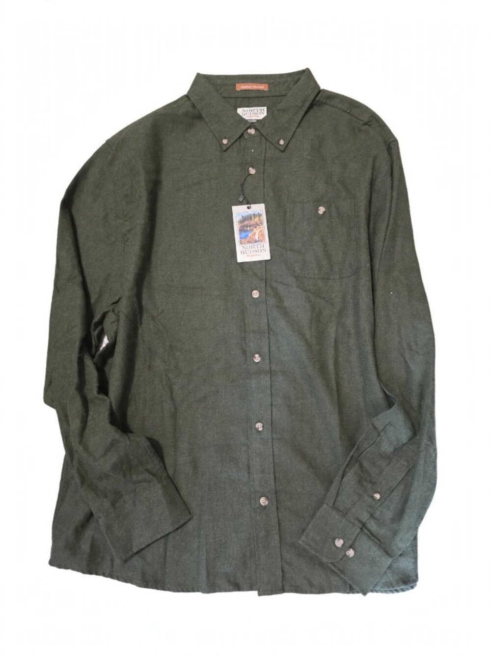 North Hudson Outfitters Mens 2XL NWT Softest Flannel Shirt Olive Green Button